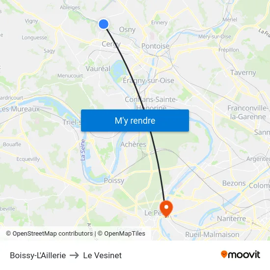 Boissy-L'Aillerie to Le Vesinet map
