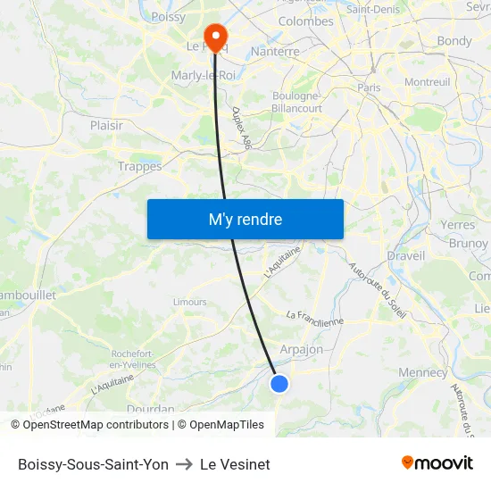Boissy-Sous-Saint-Yon to Le Vesinet map