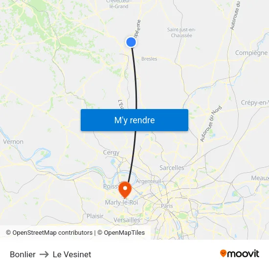 Bonlier to Le Vesinet map