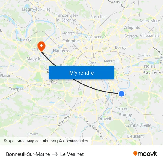 Bonneuil-Sur-Marne to Le Vesinet map