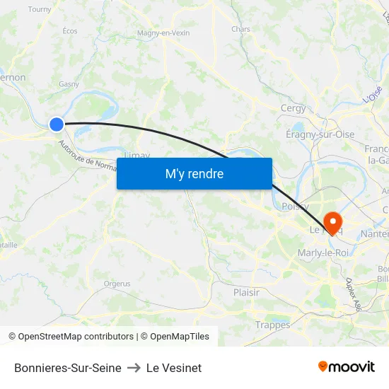Bonnieres-Sur-Seine to Le Vesinet map