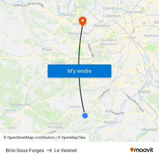 Briis-Sous-Forges to Le Vesinet map