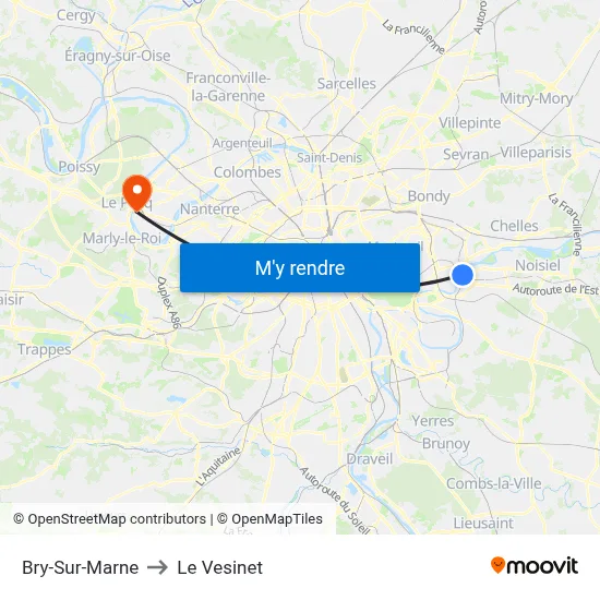 Bry-Sur-Marne to Le Vesinet map