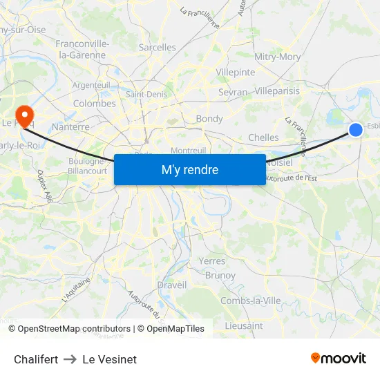 Chalifert to Le Vesinet map