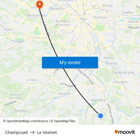 Champcueil to Le Vesinet map