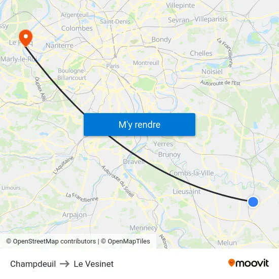 Champdeuil to Le Vesinet map