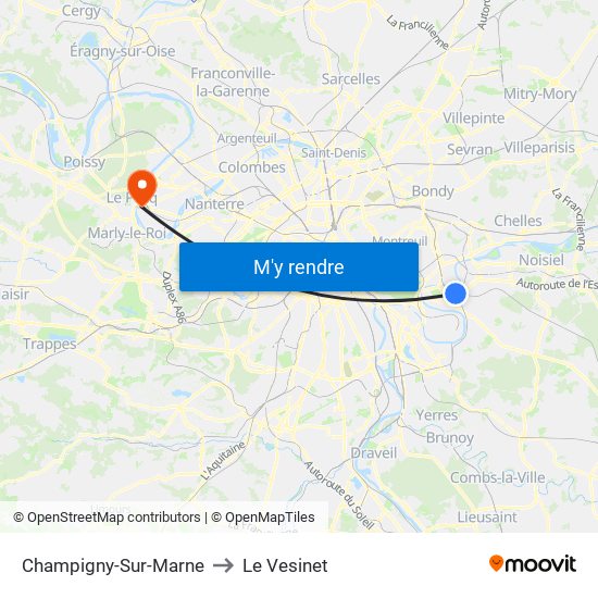 Champigny-Sur-Marne to Le Vesinet map