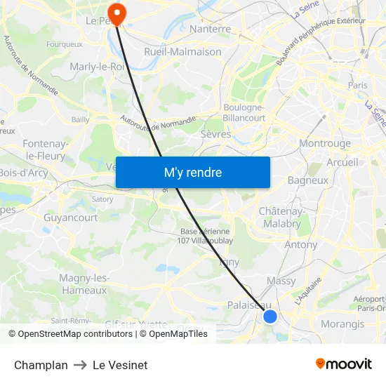 Champlan to Le Vesinet map