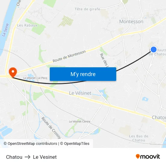 Chatou to Le Vesinet map