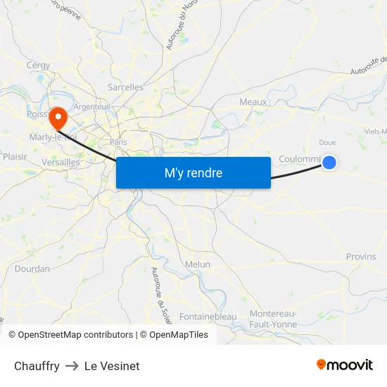 Chauffry to Le Vesinet map