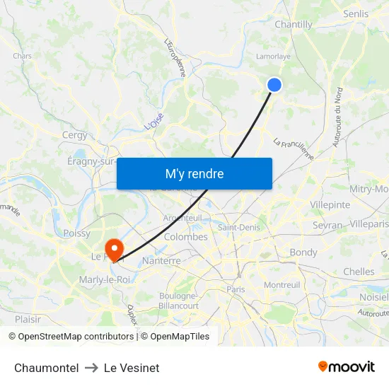 Chaumontel to Le Vesinet map