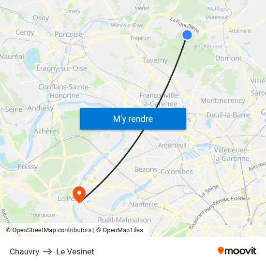 Chauvry to Le Vesinet map