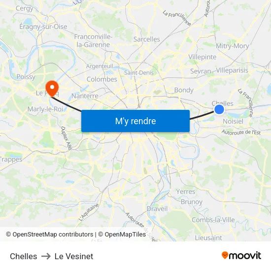 Chelles to Le Vesinet map