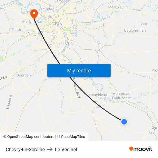 Chevry-En-Sereine to Le Vesinet map