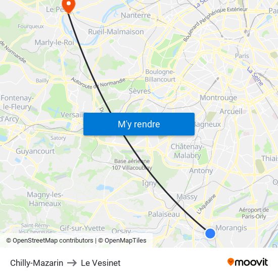 Chilly-Mazarin to Le Vesinet map