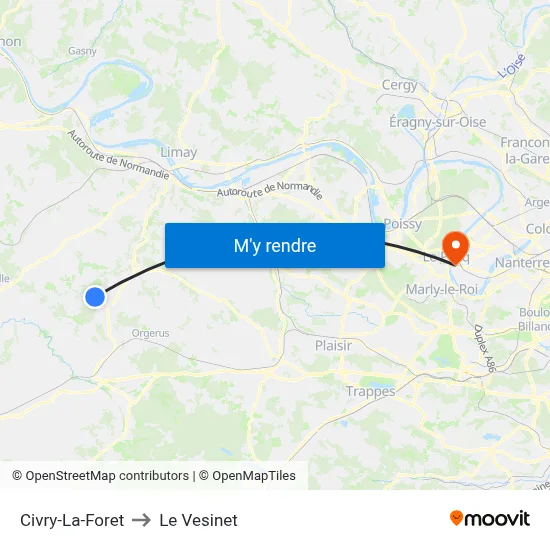 Civry-La-Foret to Le Vesinet map