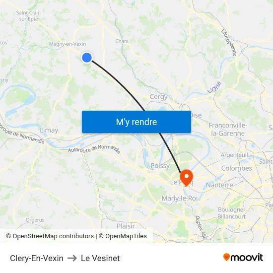 Clery-En-Vexin to Le Vesinet map