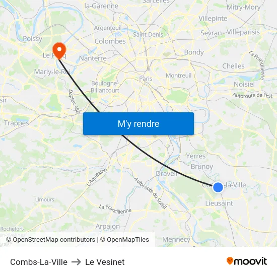 Combs-La-Ville to Le Vesinet map