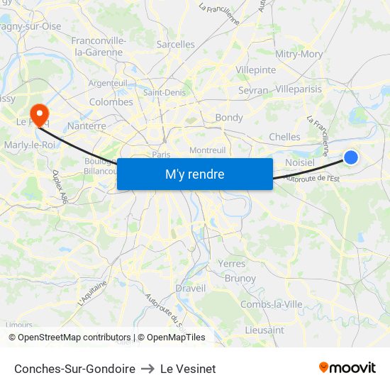 Conches-Sur-Gondoire to Le Vesinet map