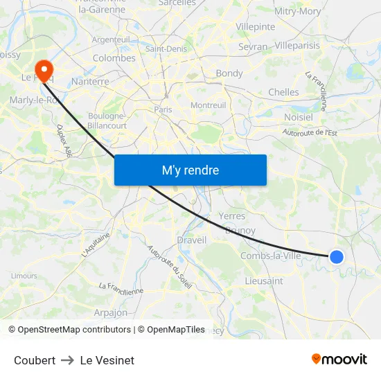 Coubert to Le Vesinet map