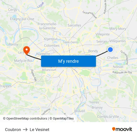 Coubron to Le Vesinet map