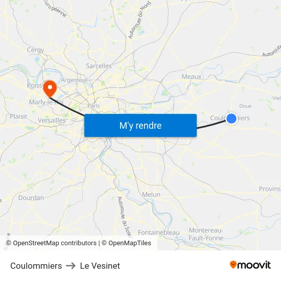 Coulommiers to Le Vesinet map