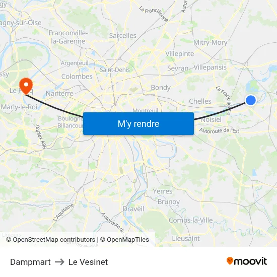 Dampmart to Le Vesinet map
