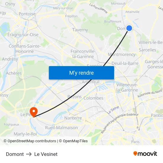 Domont to Le Vesinet map