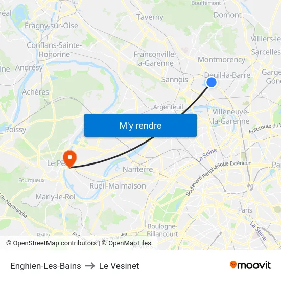 Enghien-Les-Bains to Le Vesinet map