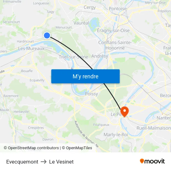 Evecquemont to Le Vesinet map