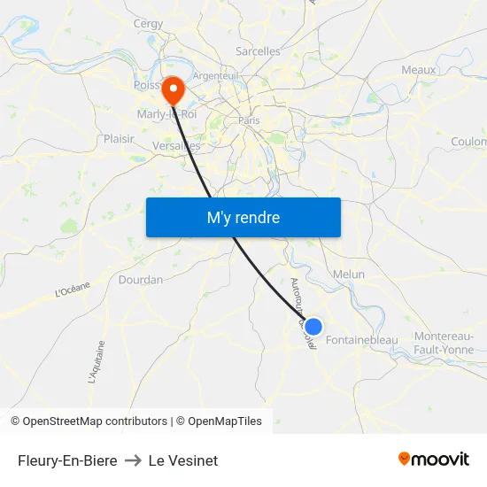 Fleury-En-Biere to Le Vesinet map