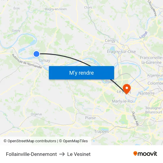 Follainville-Dennemont to Le Vesinet map