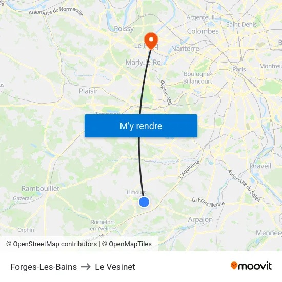 Forges-Les-Bains to Le Vesinet map