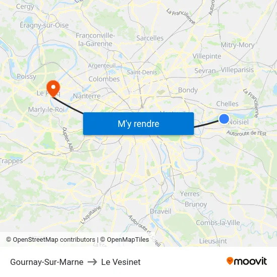Gournay-Sur-Marne to Le Vesinet map