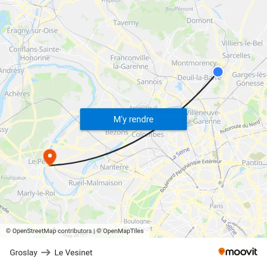 Groslay to Le Vesinet map