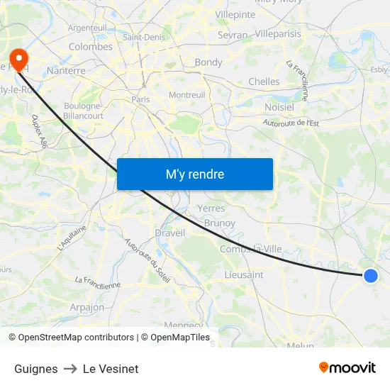 Guignes to Le Vesinet map