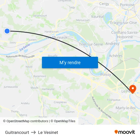 Guitrancourt to Le Vesinet map