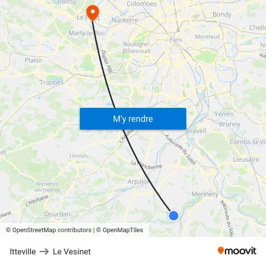 Itteville to Le Vesinet map