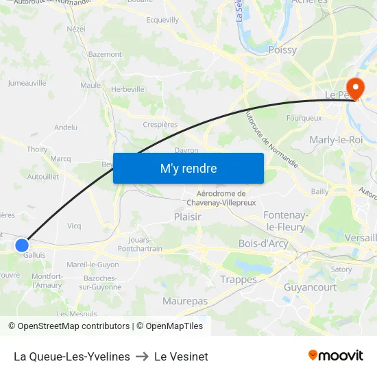 La Queue-Les-Yvelines to Le Vesinet map