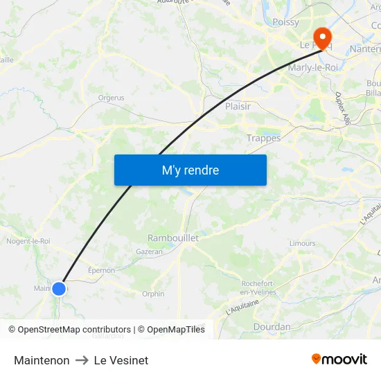 Maintenon to Le Vesinet map