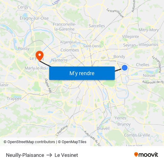 Neuilly-Plaisance to Le Vesinet map