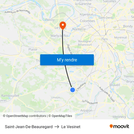 Saint-Jean-De-Beauregard to Le Vesinet map