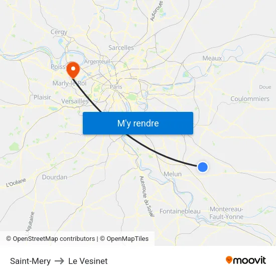 Saint-Mery to Le Vesinet map