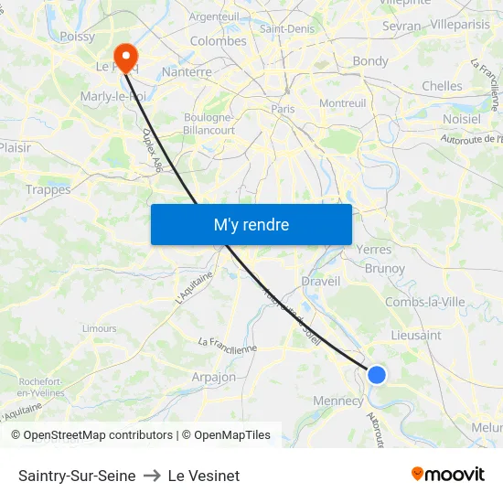 Saintry-Sur-Seine to Le Vesinet map
