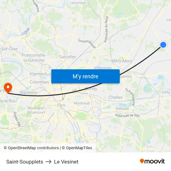 Saint-Soupplets to Le Vesinet map