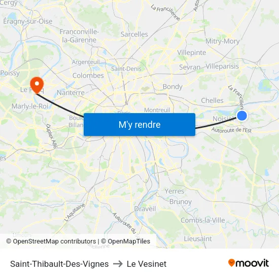 Saint-Thibault-Des-Vignes to Le Vesinet map