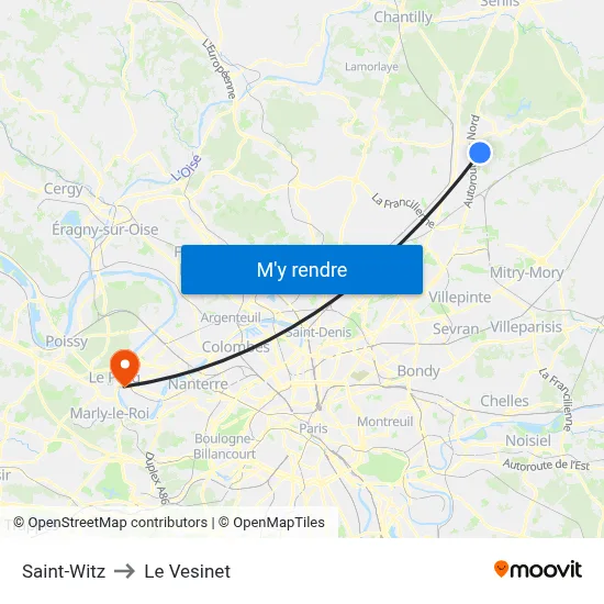 Saint-Witz to Le Vesinet map