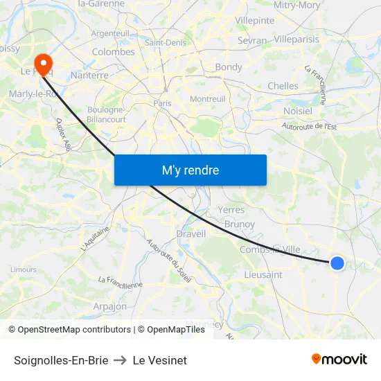 Soignolles-En-Brie to Le Vesinet map
