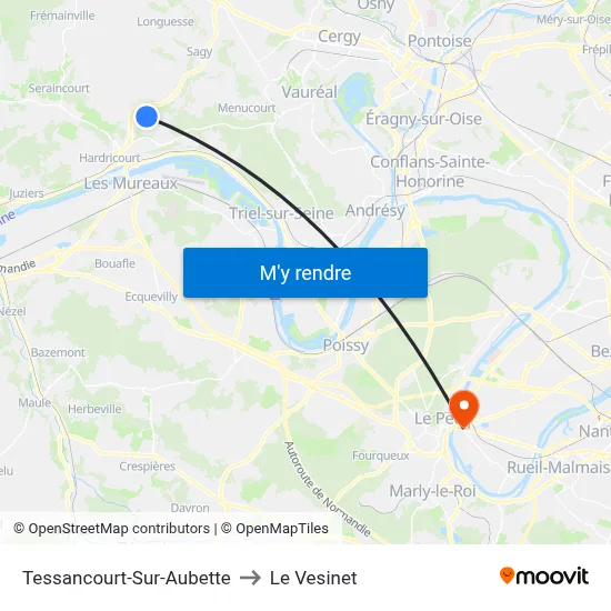 Tessancourt-Sur-Aubette to Le Vesinet map