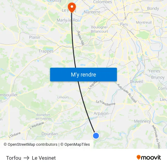 Torfou to Le Vesinet map